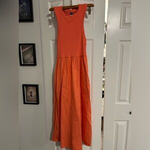 Old Navy Bright coral midi length sleeveless dress- lightly worn - size M